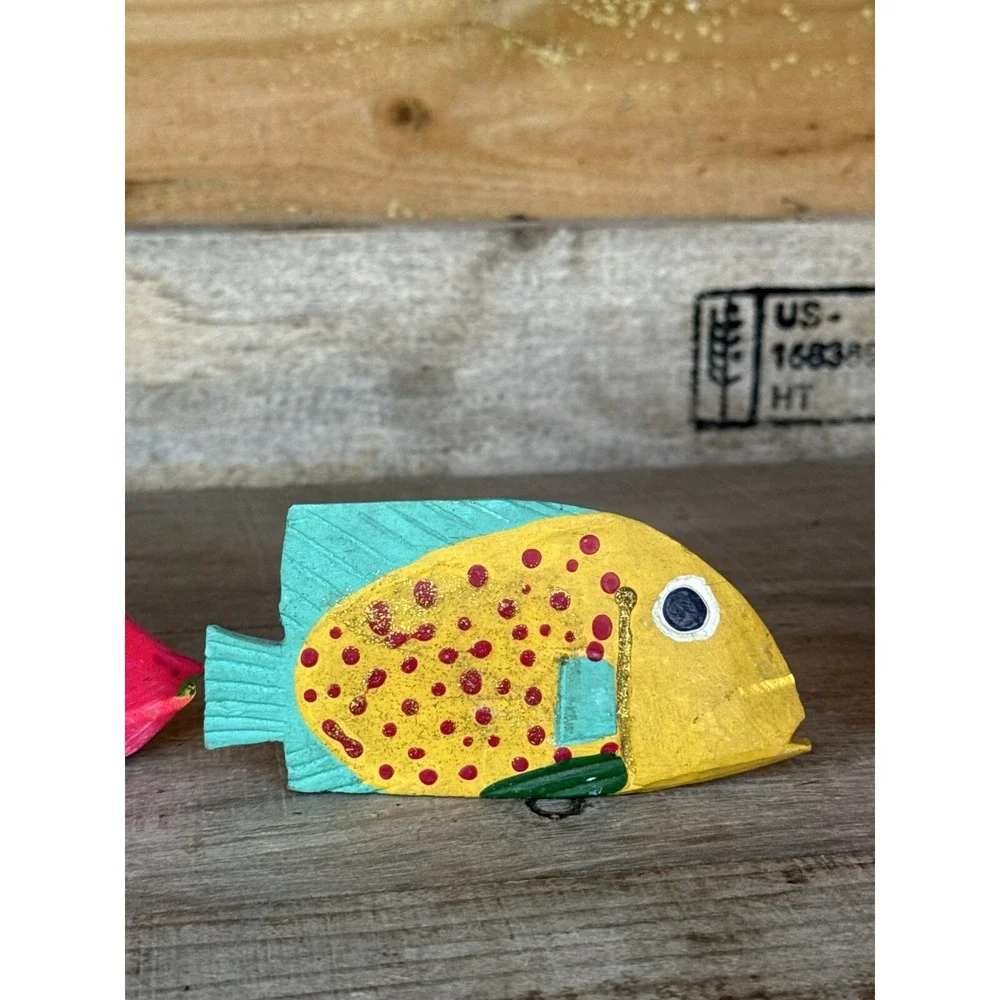 Vintage Wooden Hand Carved Hand Pained‎ Fish Decor Tropical Fish Decor